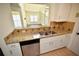 Compact kitchen area with stainless steel sink and speckled countertops at 1075 Peachtree Ne Walk # A519, Atlanta, GA 30309