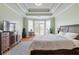Comfortable main bedroom featuring tray ceiling, balcony access, and ample space at 2503 Westchester Se Way, Conyers, GA 30013