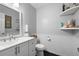 Classic bathroom featuring a white vanity, framed mirror, and decorative nautical accents at 3174 Country Club Nw Ct, Kennesaw, GA 30144