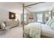 Bright bedroom featuring neutral tones, a ceiling fan, and a patterned bedspread at 85 Cliffside Crossing, Atlanta, GA 30350