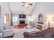 Cozy living room with a brick fireplace, vaulted ceilings, and comfortable seating at 1107 Fieldstone Dr, Canton, GA 30114