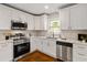 Modern kitchen with stainless steel appliances, white cabinetry, and subway tile backsplash at 2297 Sheryl Dr, Decatur, GA 30032