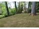 Lush backyard with mature trees and expansive lawn, perfect for outdoor activities at 5215 Silver Creek Dr, Lilburn, GA 30047