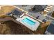 Overhead shot of the community pool, clubhouse, and surrounding parking area at 1520 Parks Edge Nw Ln, Atlanta, GA 30318