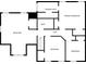 Upstairs floor plan shows the primary bedroom with ensuite bath, two bedrooms and shared bathroom at 4558 Dorsett Shoals Ct, Douglasville, GA 30135
