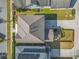 Overhead view highlighting the property's layout, driveway, fenced-in yard, and outdoor deck at 9893 Colchester St, Douglasville, GA 30135