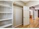 Bright closet with shelves and hanging rod providing ample storage space at 3646 Sope Creek Farm Se, Marietta, GA 30067