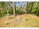 Landscaped backyard with mature trees, a rock-lined feature and lush greenery at 4183 Oak Crest Dr, Tucker, GA 30084