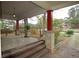 Covered front porch featuring stone pillars, wood floors, and steps, creating a welcoming entrance at 1130 Ridge Ave, Stone Mountain, GA 30083