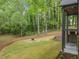 Lush backyard with landscaped patio, trees, and fire pit offering a relaxing outdoor space at 402 Chattahoochee St, Roswell, GA 30075
