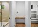 Well-organized walk-in closet featuring built-in shelving and a dressing table at 402 Chattahoochee St, Roswell, GA 30075