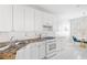 Bright kitchen features granite counters, white cabinets, and stainless steel sink at 218 Ridley Ln, Decatur, GA 30030