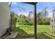 Spacious backyard featuring a lush green landscape, offering privacy and tranquility at 5908 Trent Walk Dr, Lithonia, GA 30038
