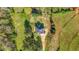 Breathtaking aerial view of a private residence boasting a sprawling lawn, circular driveway, and mature trees at 240 Indian Creek Rd, Locust Grove, GA 30248