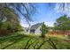 Spacious, fully fenced backyard with mature trees and lush green grass for outdoor enjoyment at 2232 Ann Ln, Lithia Springs, GA 30122