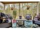 Comfortable covered back porch with plush seating, ceiling fans, and backyard view at 164 Madison Grace Ave, Mcdonough, GA 30252