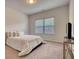Neutral bedroom with plush carpet, a large window, and comfortable bed with neutral bedding at 164 Madison Grace Ave, Mcdonough, GA 30252