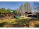 Backyard features a playset, trampoline, and covered patio at 5960 Sarah Orr Ln, Cumming, GA 30040