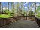 Spacious wooden deck overlooking a lush, wooded backyard with mature trees at 250 Martin Ridge Ct, Roswell, GA 30076