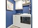 Bright laundry room features modern white appliances, white cabinets, and a stylish wall decor at 6675 Flagstone Ct, Cumming, GA 30028