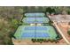 Aerial view of the community's well-maintained tennis courts, great for recreation and neighborhood gatherings at 6675 Flagstone Ct, Cumming, GA 30028