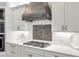 Custom kitchen with stainless hood, gas range, and modern white cabinetry at 2940 W Village Dr # 60, Suwanee, GA 30024