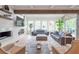Inviting living room featuring a sleek fireplace, coffered ceilings, large windows and comfortable seating at 2940 W Village Dr # 60, Suwanee, GA 30024