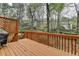 This wooden deck offers a relaxing outdoor space with views of the surrounding landscape at 10460 Cranchester Way, Alpharetta, GA 30022