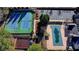 Overhead view of tennis courts, community pool, parking lot, and surrounding area at 1924 Wilkenson Xing, Marietta, GA 30066