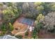 Aerial view of a tennis court surrounded by trees, with a nearby shaded structure at 3155 Seven Pines Ct # 303, Atlanta, GA 30339