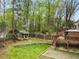 Serene backyard setting with a charming shed, playset, stone pathway, and ample green space at 4062 Silver Fir Ct, Marietta, GA 30066