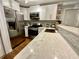 Modern kitchen featuring stainless steel appliances, white cabinets, and a stylish countertop at 1118 Magnolia Se Way, Smyrna, GA 30082