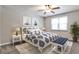 Well-lit bedroom featuring a comfortable bed with blue and white bedding and contemporary décor at 68 Hampshire Ct, Avondale Estates, GA 30002