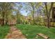 Backyard with a well-maintained lawn and a shed, offering ample space for outdoor activities at 28 Exeter Rd, Avondale Estates, GA 30002