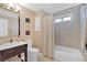 Clean bathroom featuring a vanity, toilet, and shower with curtain at 3509 Ivy Manor Se Rd, Smyrna, GA 30080