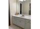 Bathroom featuring a granite countertop, a modern sink, and white cabinets at 4748 Arcado Sw Rd, Lilburn, GA 30047