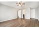 Spacious bedroom with wood-look flooring and a ceiling fan at 508 Cumberland Se Ct, Smyrna, GA 30080