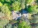 Overhead aerial of house with a pool surrounded by lush greenery and tall trees at 2701 East Mill Sw Way, Conyers, GA 30094