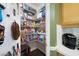 Organized pantry with shelving for food storage and a view of the kitchen counter at 3225 Warren Creek Sw Dr, Hiram, GA 30141