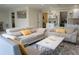 Bright living room with modern sofas, stylish coffee table, and adjacent bar area, perfect for entertaining at 4125 Hidden River Dr, Cumming, GA 30028