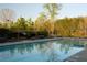 Large community swimming pool surrounded by lounge chairs and lush, mature trees at 4125 Hidden River Dr, Cumming, GA 30028