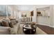 Inviting living room with a fireplace, comfortable sofa, and seamless flow into the dining and kitchen areas at 6160 Shiloh Woods Dr, Cumming, GA 30040