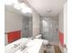 Bathroom with double vanity, ceramic floors and tile shower with glass door at 1800 Clairmont Lk # A427, Decatur, GA 30033