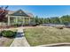 A clubhouse featuring a covered patio, a fire pit, and views of the tennis courts at 226 Double Gate Ct, Sugar Hill, GA 30518