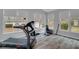 Well-lit exercise room with large windows, modern equipment, and a view of the deck at 226 Double Gate Ct, Sugar Hill, GA 30518