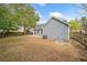 Picture of the backyard with a small patio and a wooden fence that borders the yard at 3227 Grove Trl, Acworth, GA 30101