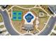 An aerial view of the community amenities, including a pool, playground, tennis court and parking at 3628 Silvery Way, Powder Springs, GA 30127