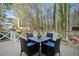 Enjoy outdoor relaxation on the deck with a cozy seating area and a beautiful view of the surrounding trees at 3141 Branford Ct, Marietta, GA 30062