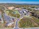 Expansive aerial view showcases a mixed-use development featuring retail, parks, and walking trails at 3315 Hillshire Dr, Cumming, GA 30028