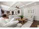 Inviting living room with coffered ceilings that opens to the kitchen and dining area at 5925 Pine Bluff Dr, Cumming, GA 30040